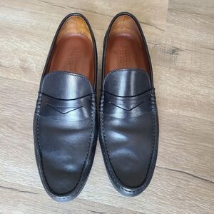 a. testoni black leather loafers with rubber sole Made in Italy